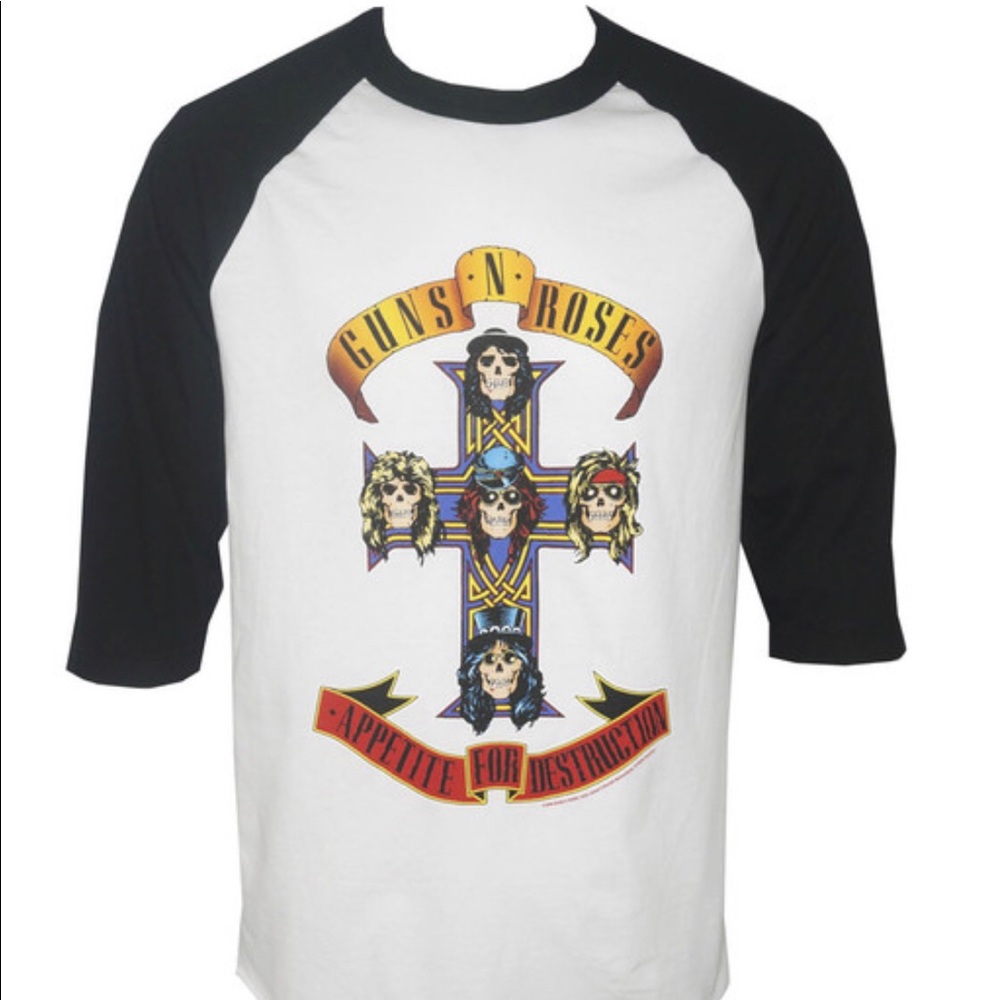Guns N Roses Apetite for Destruction 100% Cotton Graphic  Raglan Shirt S